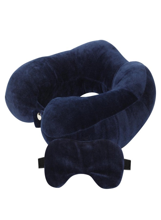 BigPlayer Neck Pillow with Eye Mask Neck Rest Air Pillow - Soft Lightweight, Comfortable Travel Essential Car Pillow, Flight, and Travel Accessory Pillow for Neck Pain Relief - Image 1